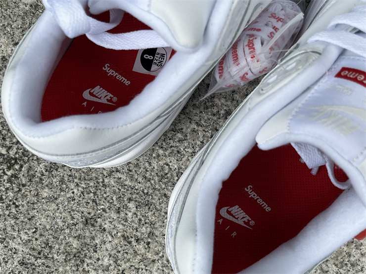 Supreme x Nike Air Max 1'87 White heel
