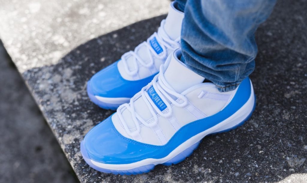 Air Jordan 11 Low University Blue on feet