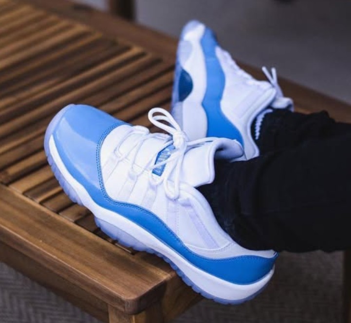 Air Jordan 11 Low University Blue on foot
