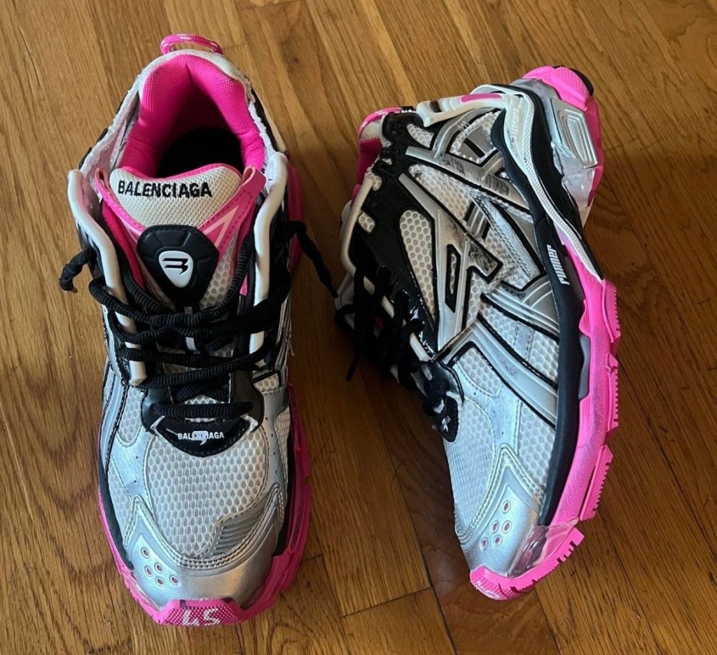 Balenciaga Women's Runner Sneaker in Silver Black Neon-Pink