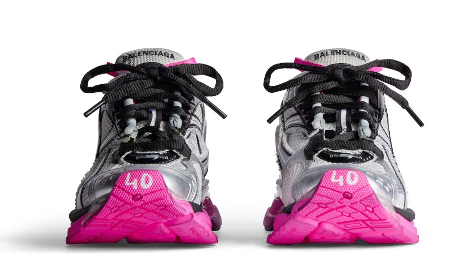 Balenciaga Women's Runner Sneaker in Silver black neon pink outlook