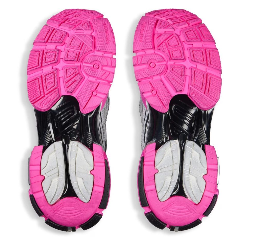 Balenciaga Women's Runner Sneaker in Silver black neon pink outsole