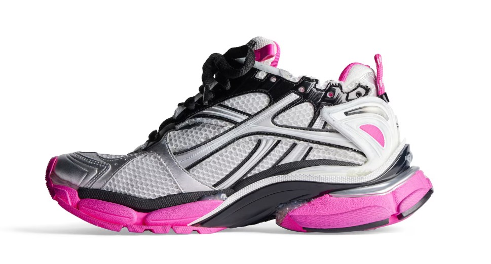 Balenciaga Women's Runner Sneaker in Silver black neon pink shoe