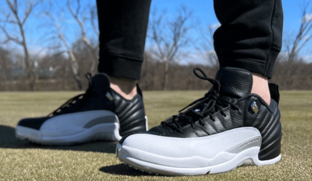 air jordan 12 retro gray and wolf on foot