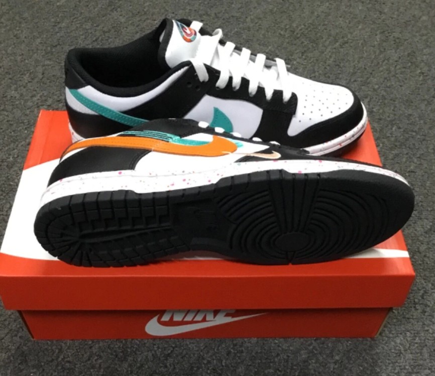 nike dunk low multiple swooshes white washed teal outsole